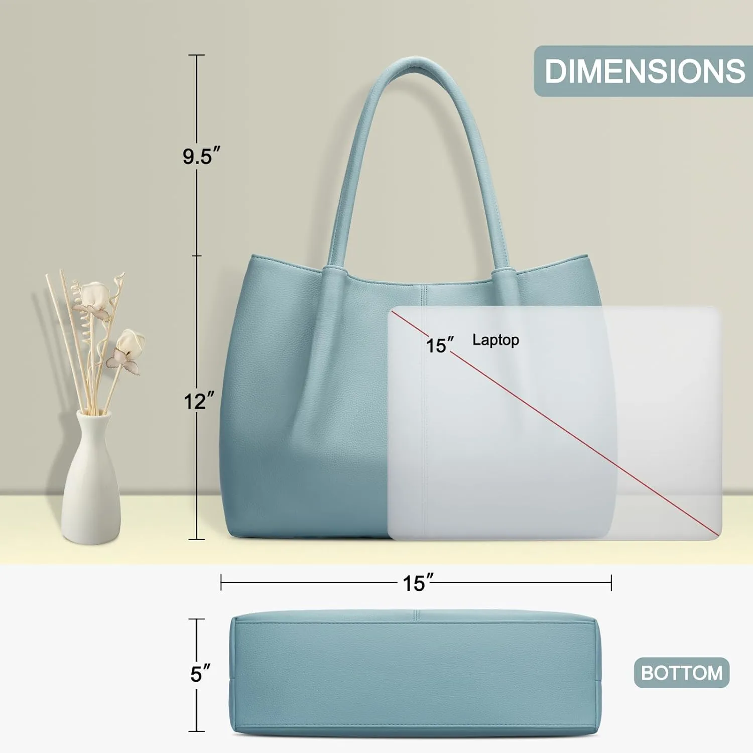 KKXIU Tote Bag for Women Vegan Leather Shoulder Purse Large Capacity Travel Bag