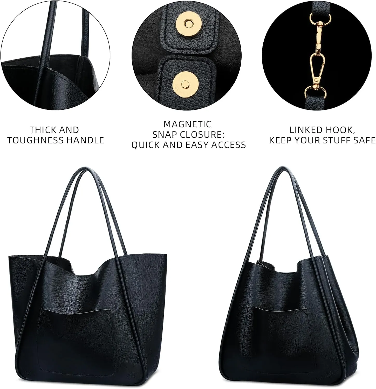KKXIU Tote Bag for Women Vegan Leather Shoulder Purse Large Capacity Travel Bag