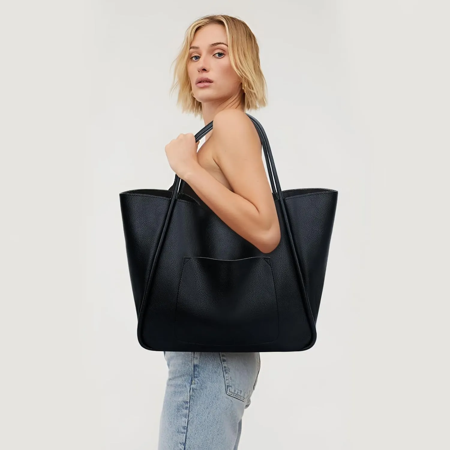 KKXIU Tote Bag for Women Vegan Leather Shoulder Purse Large Capacity Travel Bag
