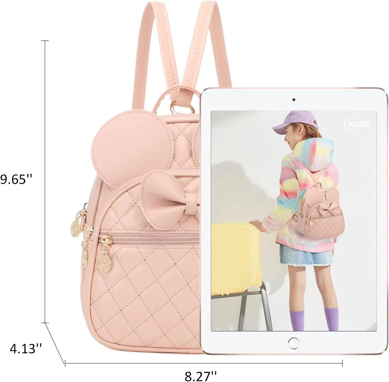 KL928 Girls Bowknot Polka Dot Cute Mini Backpack Small Daypacks Convertible Shoulder Bag Purse for Women