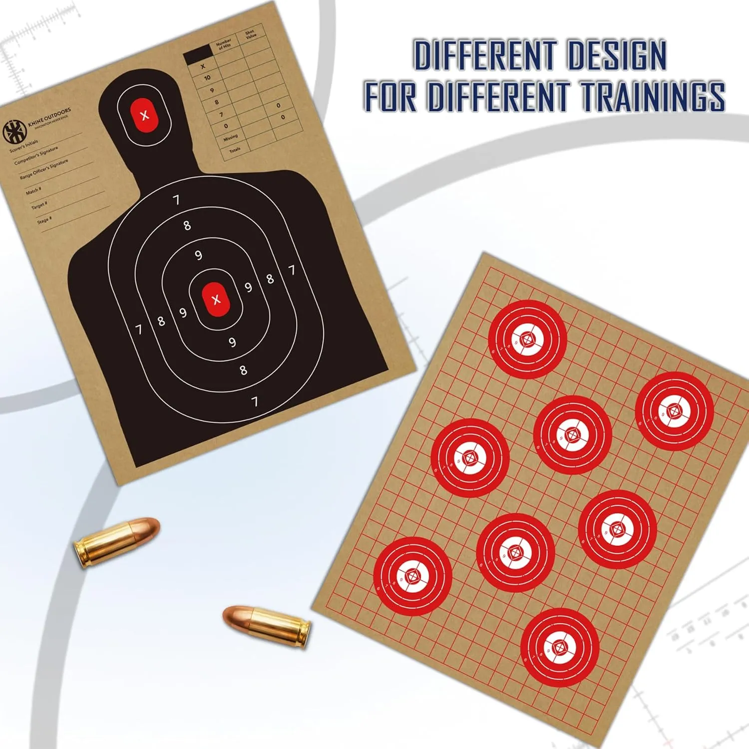 KNINE OUTDOORS Cardboard Target for Shooting Paper Shooting Targets Silhouette Targets for Shooting 13" X 16", Torso Paper Targets, Double-Sided, ISPC/USPSA/IDPA