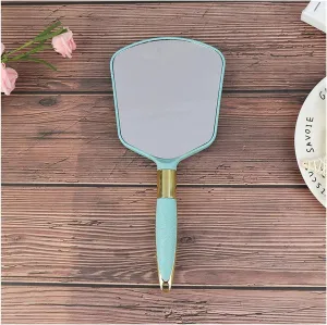 KOHARA Mirrors Makeup Makeup 1pc Cute Pink White Plastic Vintage Hand Makeup Vanity Rectangle Hand Hold Cosmetic with Handle for Gifts