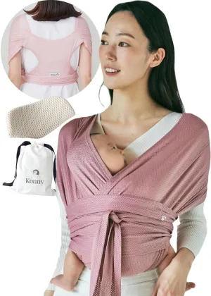 Konny New and Improved Baby Carrier Flex AirMesh(Includes Head Support) - Adjustable Summer, Easy to Wear, Baby Wrap Carrier, Perfect for Newborn Babies Essentials up to 44 lbs, (XS-XL)- Wood Rose