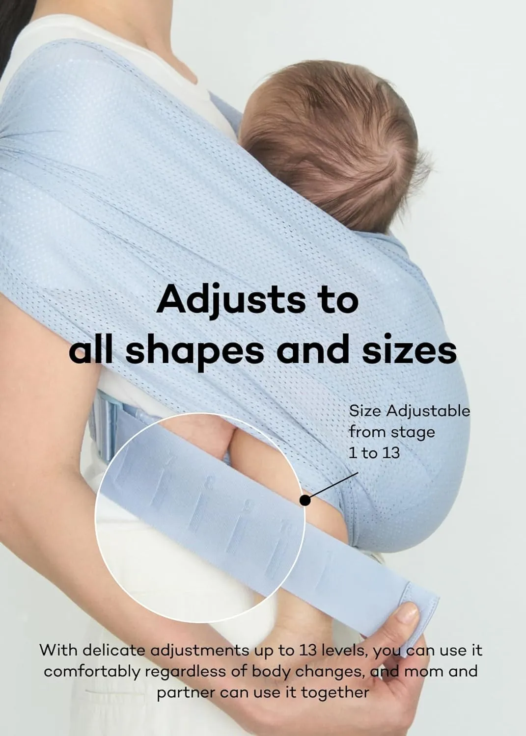 Konny New and Improved Baby Carrier Flex SoftBreeze(Head Support) - Adjustable, Easy to Wear and Wrap Baby Sling, Baby Wrap Carrier, Perfect for Newborn Babies Essentials up to 44 lbs (XS-XL) - Mocha