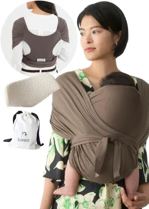 Konny New and Improved Baby Carrier Flex SoftBreeze(Head Support) - Adjustable, Easy to Wear and Wrap Baby Sling, Baby Wrap Carrier, Perfect for Newborn Babies Essentials up to 44 lbs (XS-XL) - Mocha