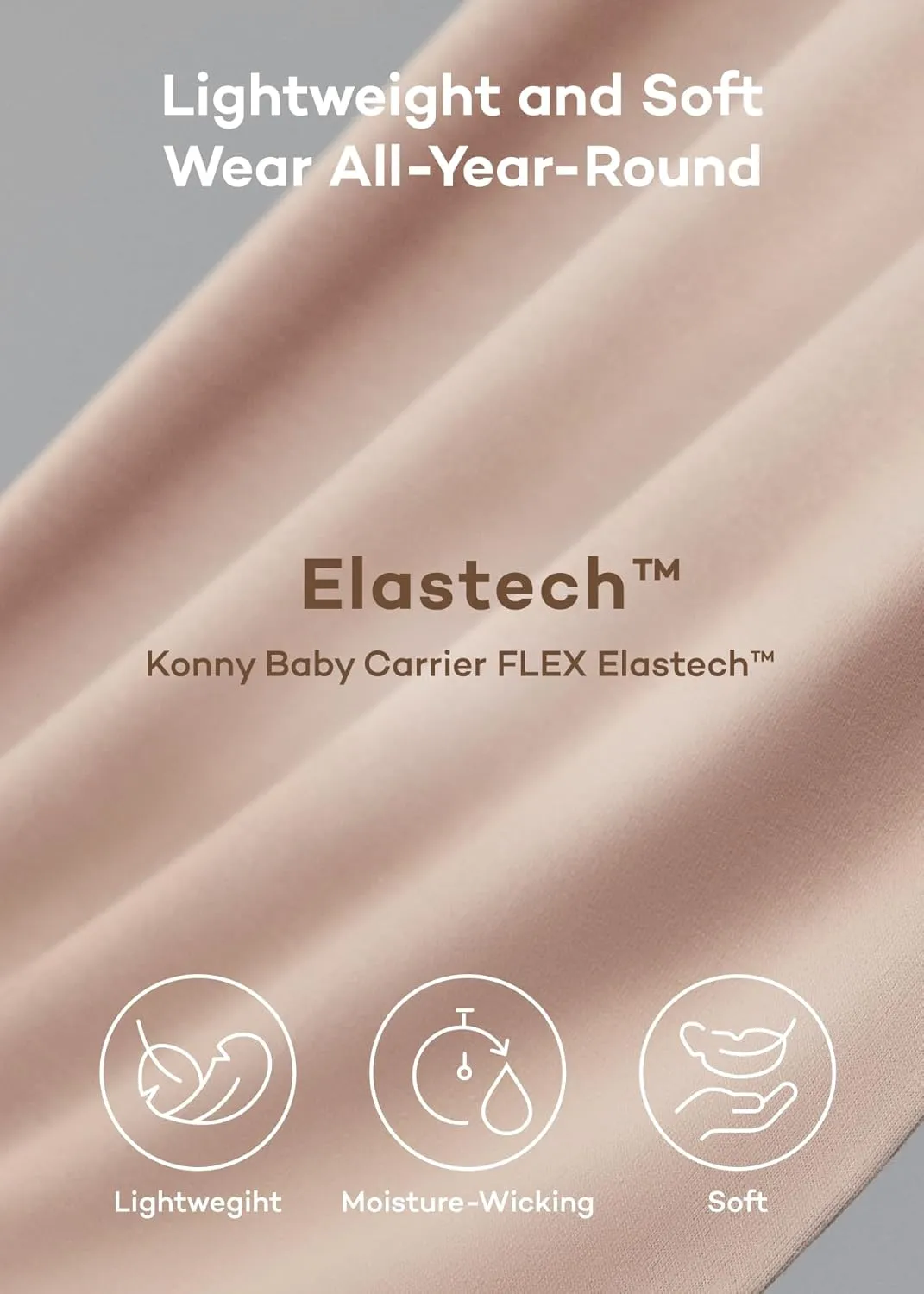 Konny New and Improved Baby Carrier Flex SoftBreeze(Includes Head Support) - Adjustable, Easy to Wear and Wrap Baby Sling, Perfect for Newborn Babies Essentials up to 44 lbs (XS-XL) - Khaki Grey