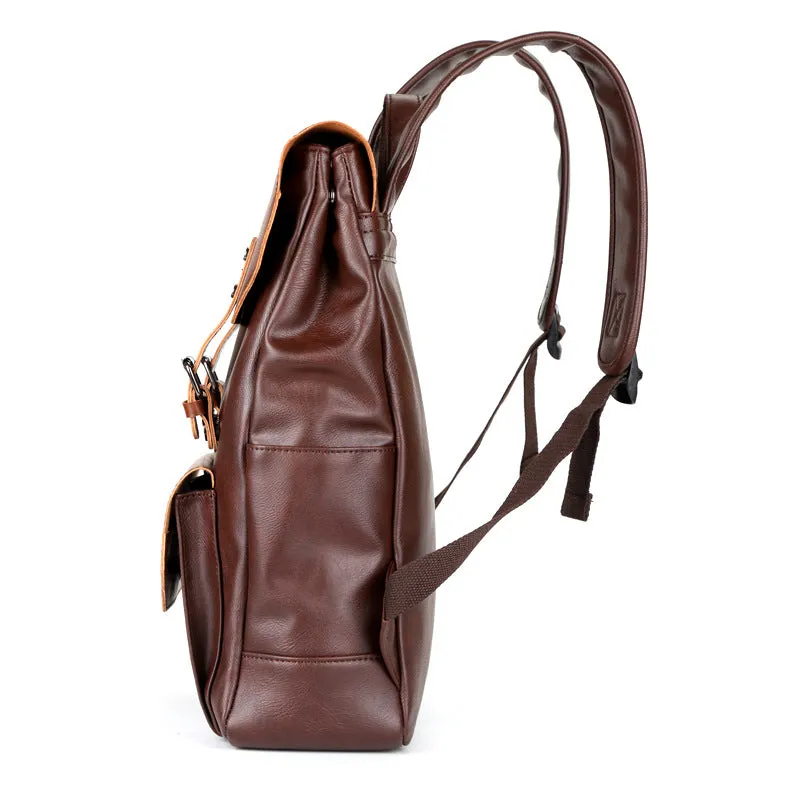 Korean Style Unisex Crazy Horse Leather Fashion Trend Large Backpacks