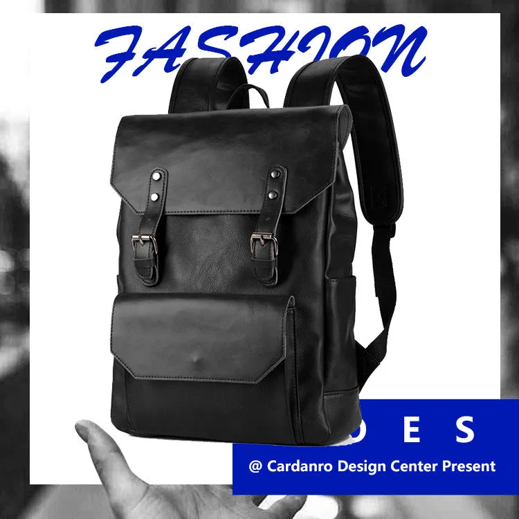 Korean Style Unisex Crazy Horse Leather Fashion Trend Large Backpacks