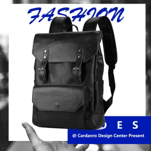 Korean Style Unisex Crazy Horse Leather Fashion Trend Large Backpacks