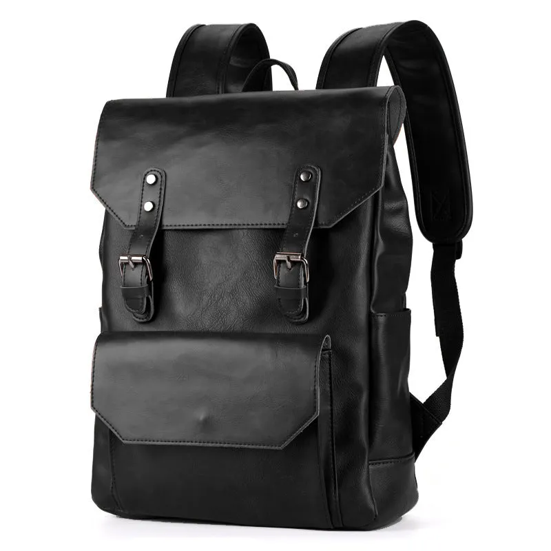 Korean Style Unisex Crazy Horse Leather Fashion Trend Large Backpacks