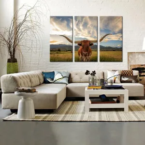 KREATIVE ARTS - Large Modern Canvas Wall Art for Home and Office Decoration Animal Pictures Print Art on Canvas Longhorn Canvas Prints Giclee Artwork for Wall