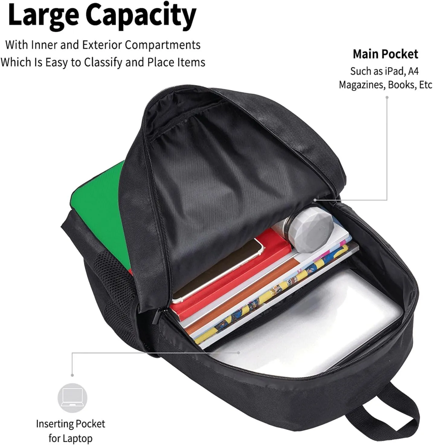 Kurdistan Flag Casual Backpack Large Capacity Backpacks 15 Inch Laptop Back Pack Travel Rucksack Daypack Commuter Bags with Adjustable Strap for Camping