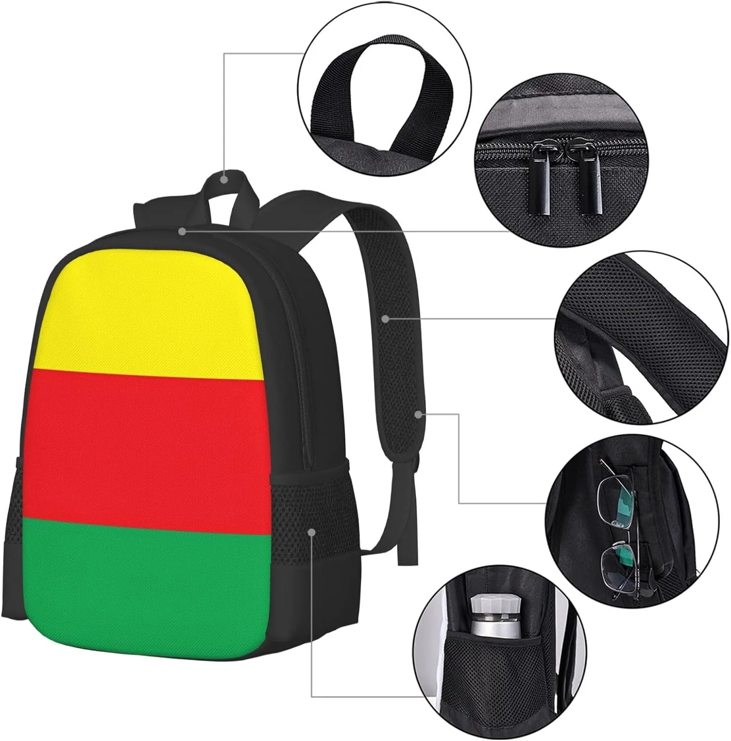 Kurdistan Flag Casual Backpack Large Capacity Backpacks 15 Inch Laptop Back Pack Travel Rucksack Daypack Commuter Bags with Adjustable Strap for Camping