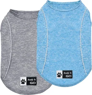 KYEESE 2Pack Dog Shirt with Reflective Stripe Athletic Tank Top Pet Shirt for Small Dogs Breathable Sleeveless Dog Vest,Grey Blue,S