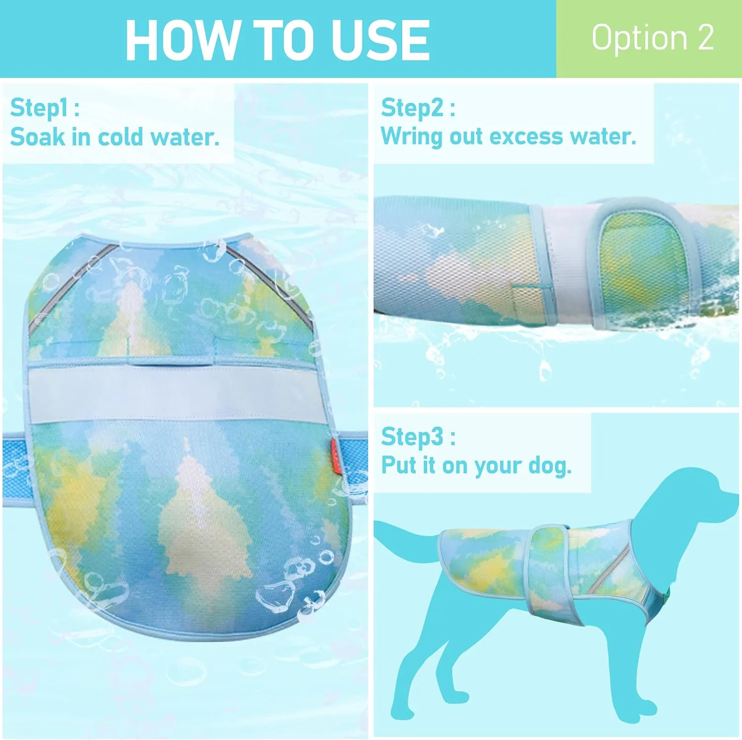 KYEESE Dog Cooling Vest Lightweight Dog Cooler Jacket 3D Breathable Mesh Pet Cooling Shirts with Reflective Stripe UV Protection Pet T Shirt for Beach, Hiking, Walking (Blue, M)