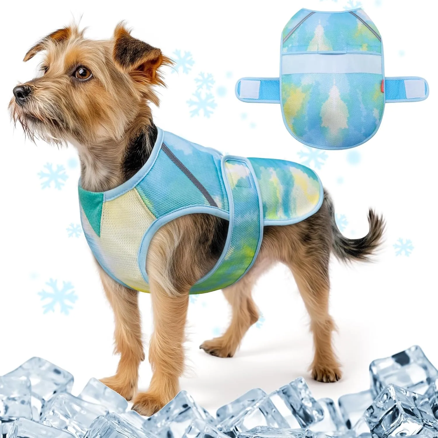 KYEESE Dog Cooling Vest Lightweight Dog Cooler Jacket 3D Breathable Mesh Pet Cooling Shirts with Reflective Stripe UV Protection Pet T Shirt for Beach, Hiking, Walking (Blue, M)