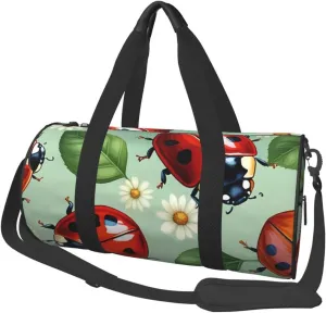 Ladybugs Pattern Infinite Speckled Printed Travel Bag,Round Personal Item Storage bag,Foldie Duffel Bag for Traveling Vacation,Fitness,Sports