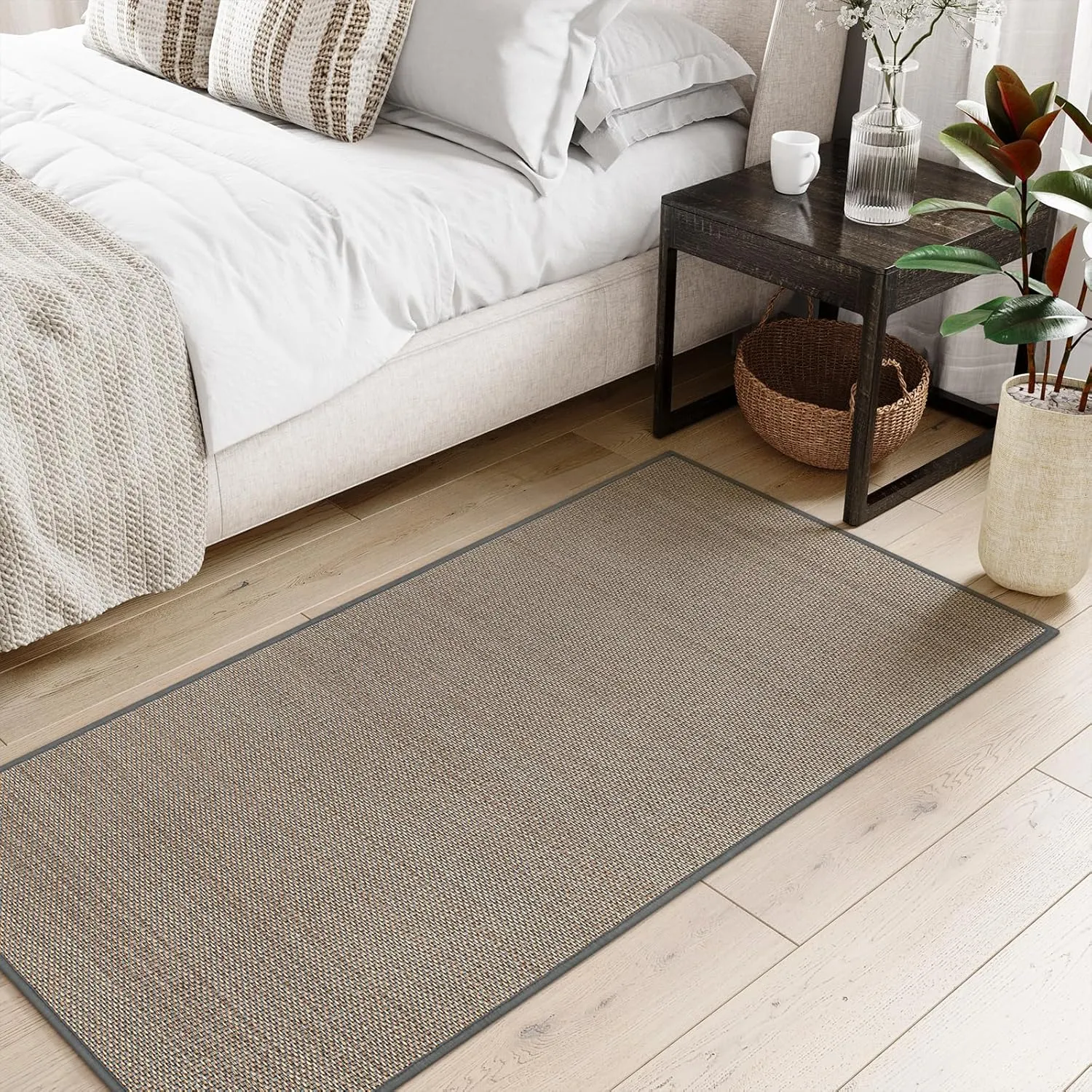 Lahome Farmhouse Entryway Runner, 2x5 Hallway Runner Rug Non Slip Kitchen Mats for Floor, Washable Neutral Non Shedding Floor Carpet for Entry Bathroom, Grey