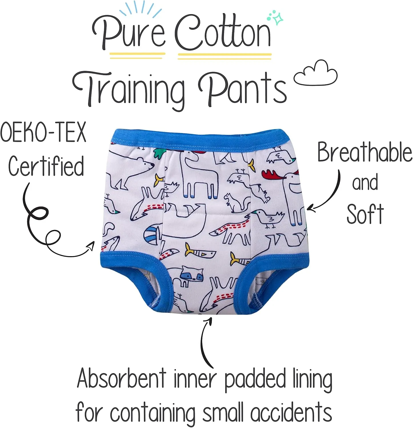 Lamaze Baby Boys' Super Combed Natural Cotton Training Pants, 4 Pack