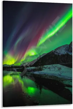 Landscape Aurora1 in Alaska Scenic Spots Poster (3) Canvas for Bedroom Living Room Decor 08x12inch(20x30cm) Frame-style