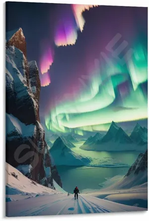 Landscape Aurora1 in Alaska Scenic Spots Poster (4) Canvas for Bedroom Living Room Decor 08x12inch(20x30cm) Frame-style