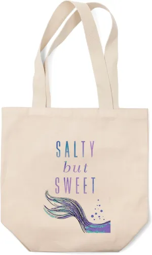 Lantern Press Salty but Sweet, Mermaid Tale (100% Cotton Canvas Reusable Tote Bag)