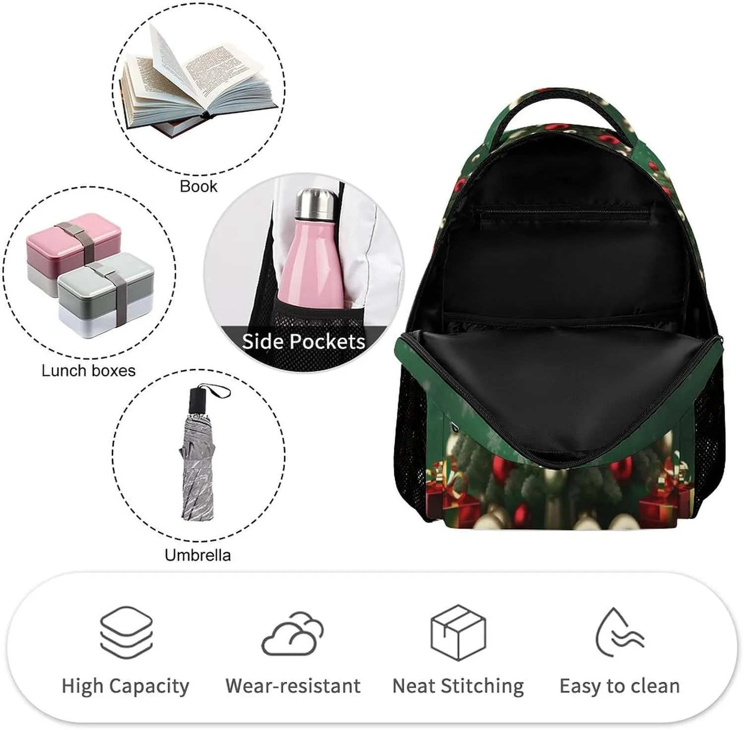 Laptop Backpack for Travel Daypack Computer Bag Work Round Ball Christmas Tree Back Pack Nurse Bag for Hiking