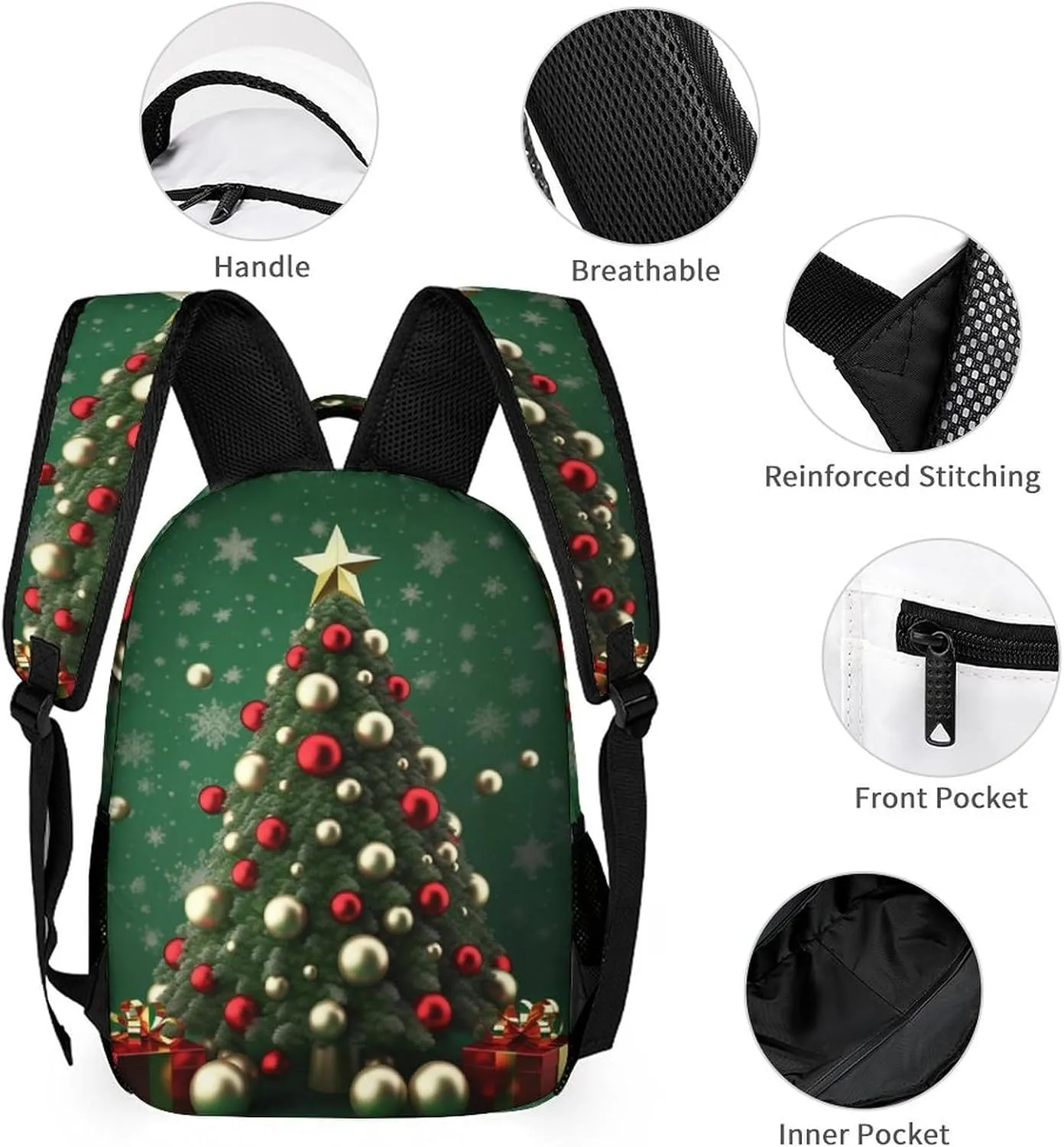 Laptop Backpack for Travel Daypack Computer Bag Work Round Ball Christmas Tree Back Pack Nurse Bag for Hiking