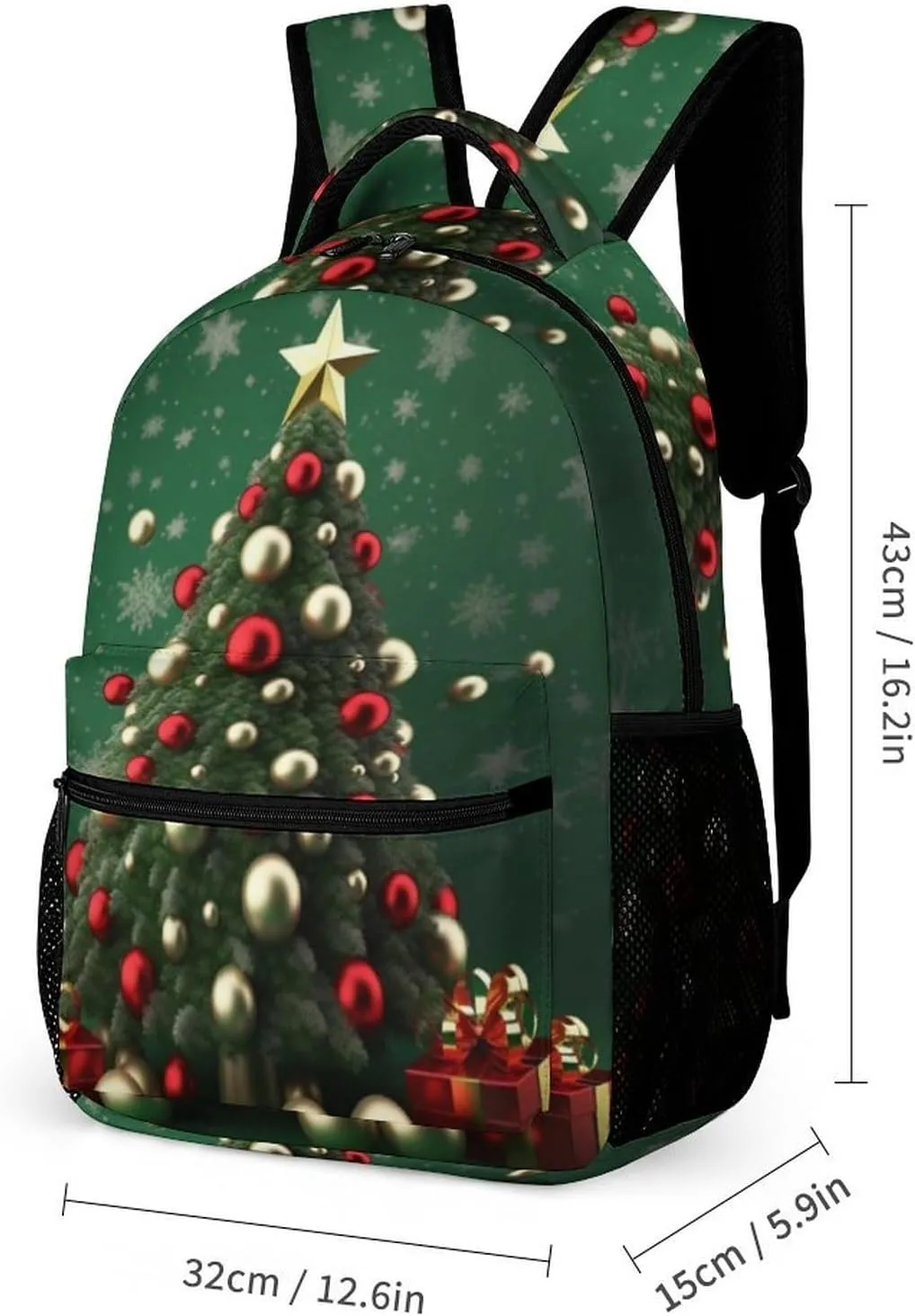 Laptop Backpack for Travel Daypack Computer Bag Work Round Ball Christmas Tree Back Pack Nurse Bag for Hiking