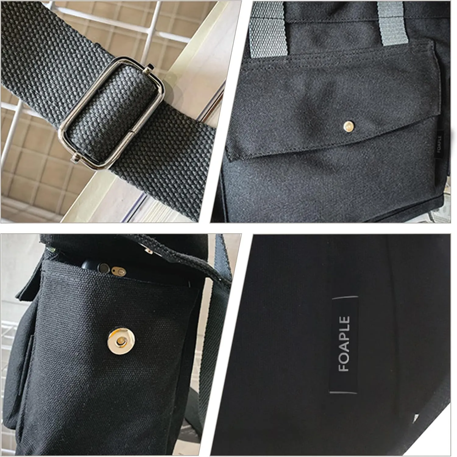 Large Canvas Tote Bag for Women Men Shoulder Bags Hobo Handbags with Multi-Pockets Casual Bag for Travel, Work