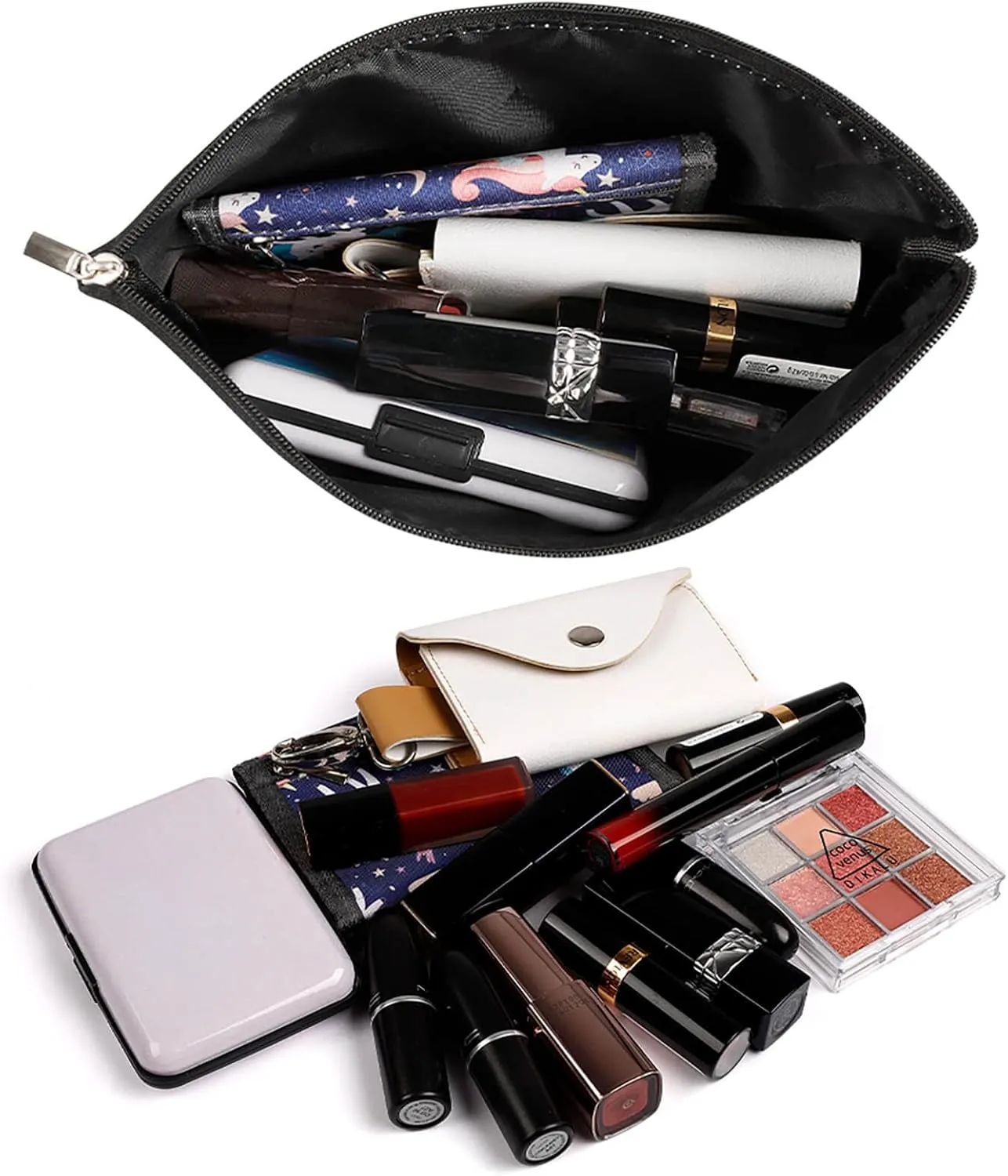 Large Capacity Makeup Bags for Women Portable Leather with Zipper Travelling Makeup Bag Surfing Printed