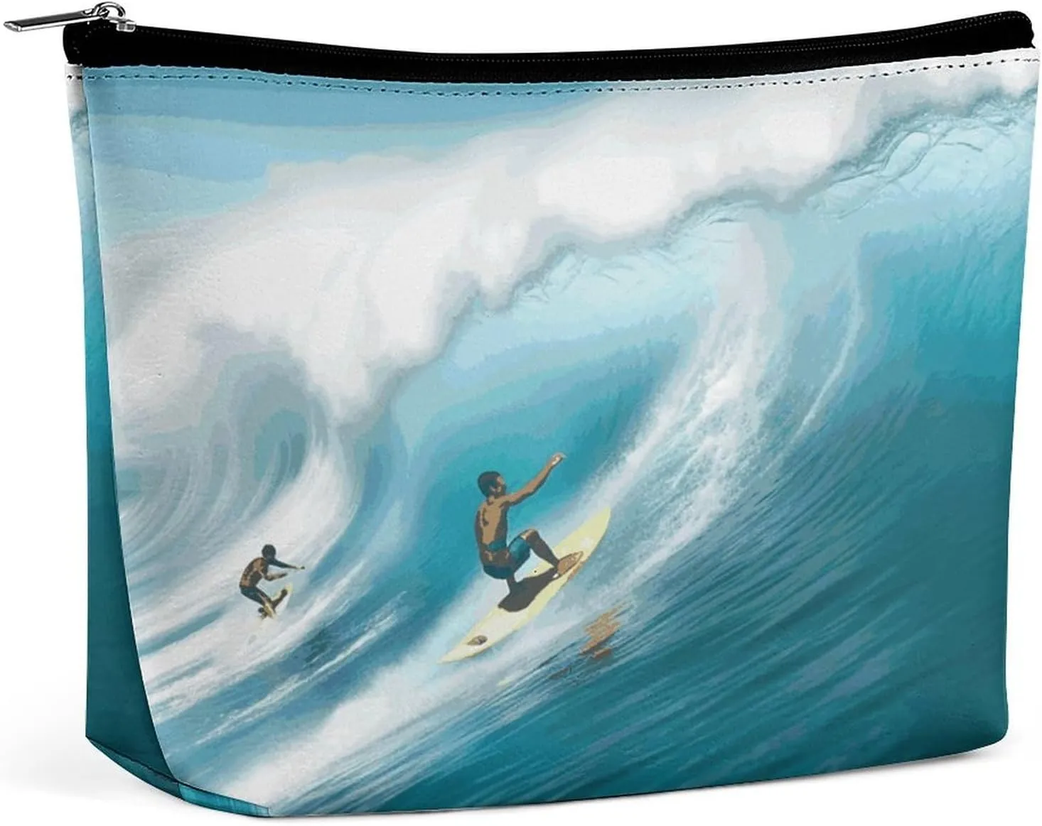 Large Capacity Makeup Bags for Women Portable Leather with Zipper Travelling Makeup Bag Surfing Printed