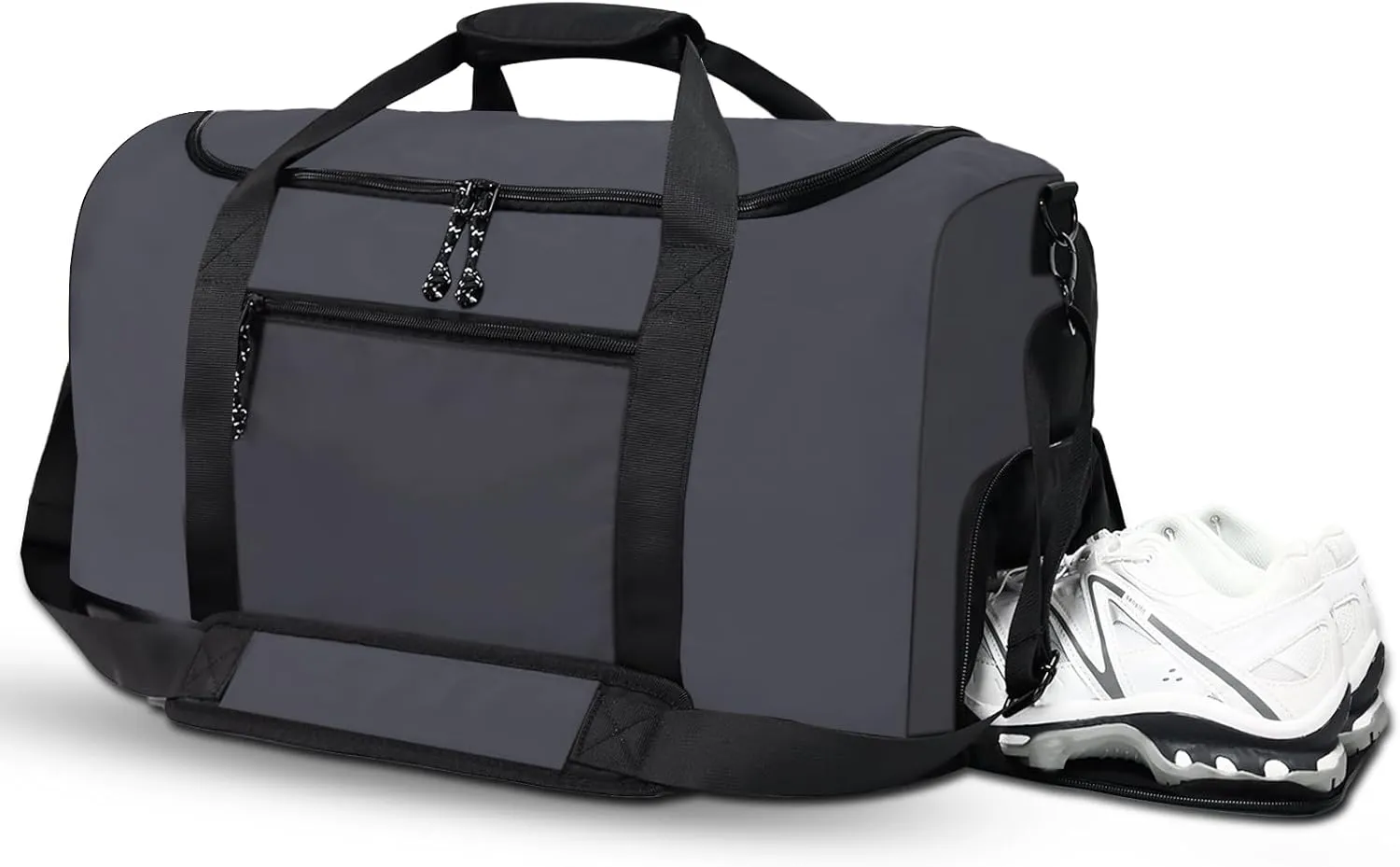 Large Capacity Sports Bag for Men, 46L Sports Travel Duffel Bag with Waterproof Shoe Compartment, Built-in Mesh Pocket Lightweight Gym Duffle Bag for Women, Gray