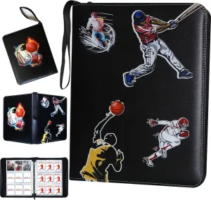 Large Capacity Sports Card Binder with Zipper, 9 Pocket, Fits 900 Cards, Waterproof, Durable PU Leather Exterior