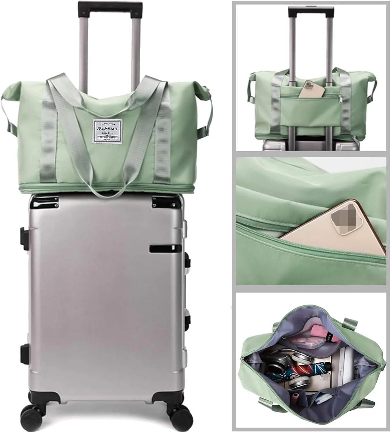 Large Capacity Travel Bag, Foldable Travel Bag, Expandable Travel Duffel Bag, Collapsible Waterproof Large Capacity Travel Handbag, Overnight Bag for Women and Man