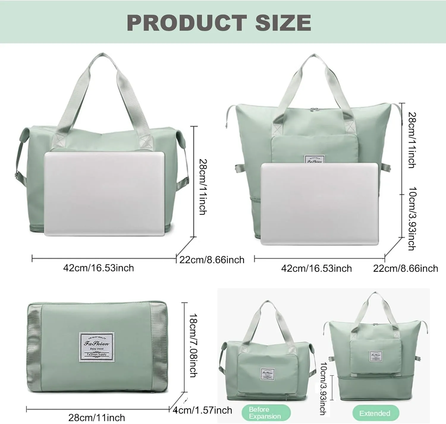 Large Capacity Travel Bag, Foldable Travel Bag, Expandable Travel Duffel Bag, Collapsible Waterproof Large Capacity Travel Handbag, Overnight Bag for Women and Man
