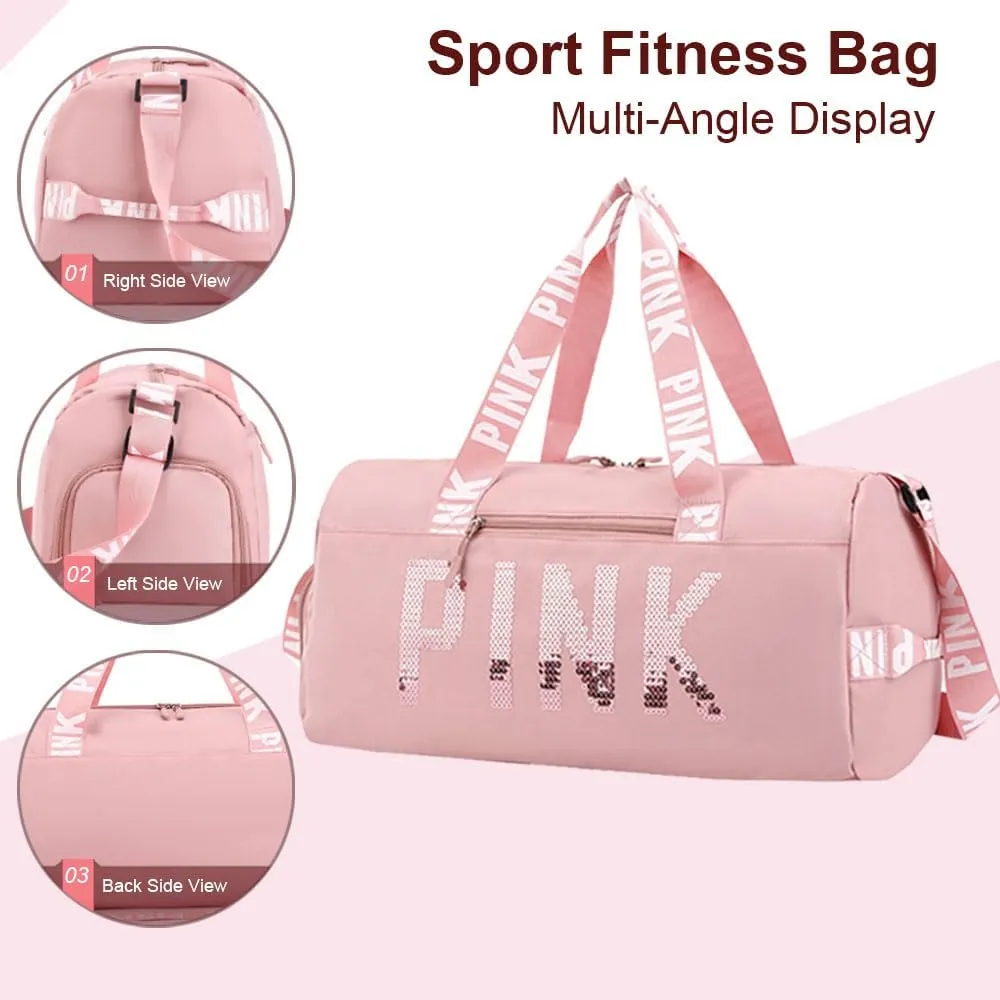 Large Duffle Bag For Women, Sports Duffel Bag for Gym with Wet Pocket & Shoe Compartment, Overnight Weekender Travel Bag (Red)