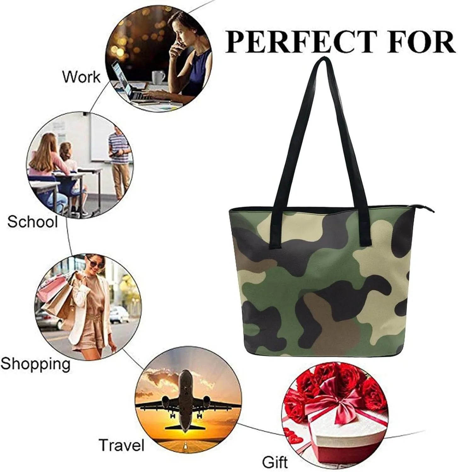Large Leather Handbag Unisex Travel Lightweight Tote Bag For Daily Use