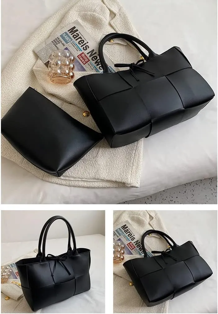 Large PU Leather Tote Bag for Women, Fashion Shoulder Bag Multiple Pockets Bags for Work Daily Travel Tote Handbag