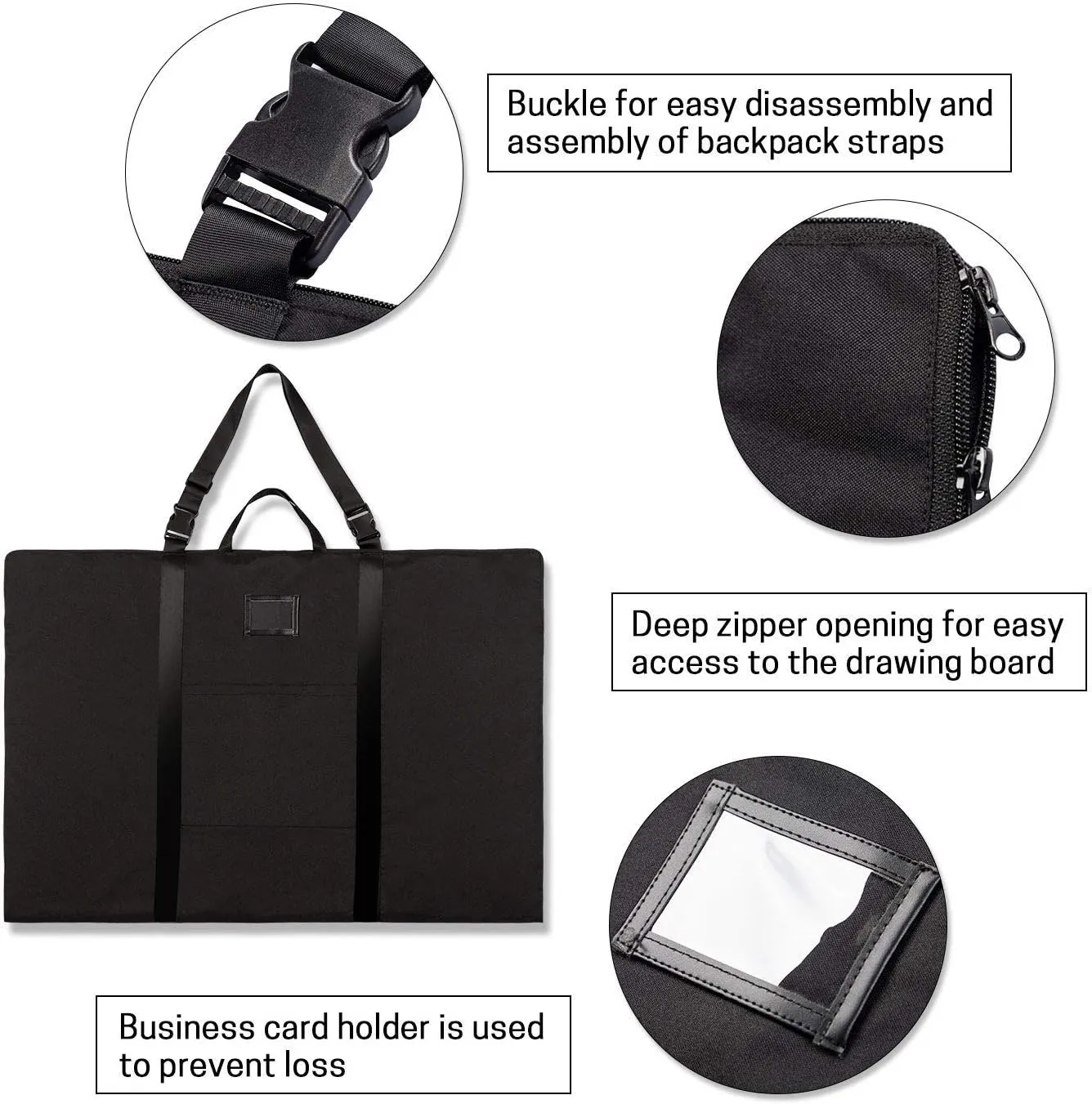 Large Size Art Portfolio Bag with Nylon Shoulder, 24 x 36 inches Light Weight Poster Storage Bag Board Holder with Handle and Zipper for Poster, Sketching and Drawing