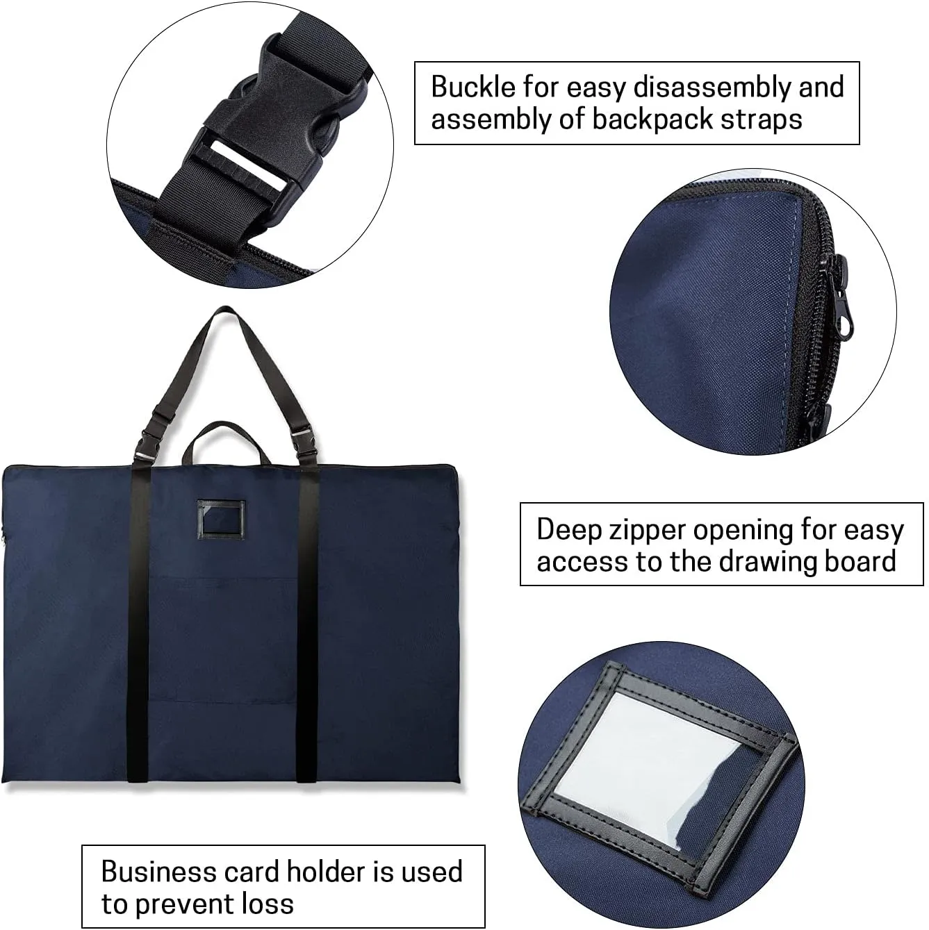Large Size Art Portfolio Bag with Nylon Shoulder, 24 x 36 inches Light Weight Poster Storage Bag Board Holder with Handle and Zipper for Poster, Sketching and Drawing