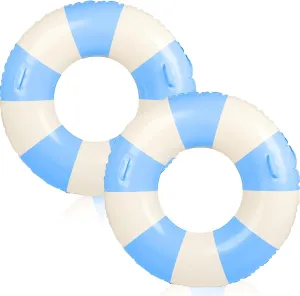 Large Swim Ring with Handles for Adults 35 Inch Swimming Ring Classic Striped Pool Floats Inflatable Tube for Summer Pool Beach Bachelorette Wedding Party Decor