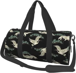 Large Weekender Overnight Bag Fashion Sports Gym Bag Crane Asian Traditional Style Travel Duffel Bag With Adjustable Shoulder Strap