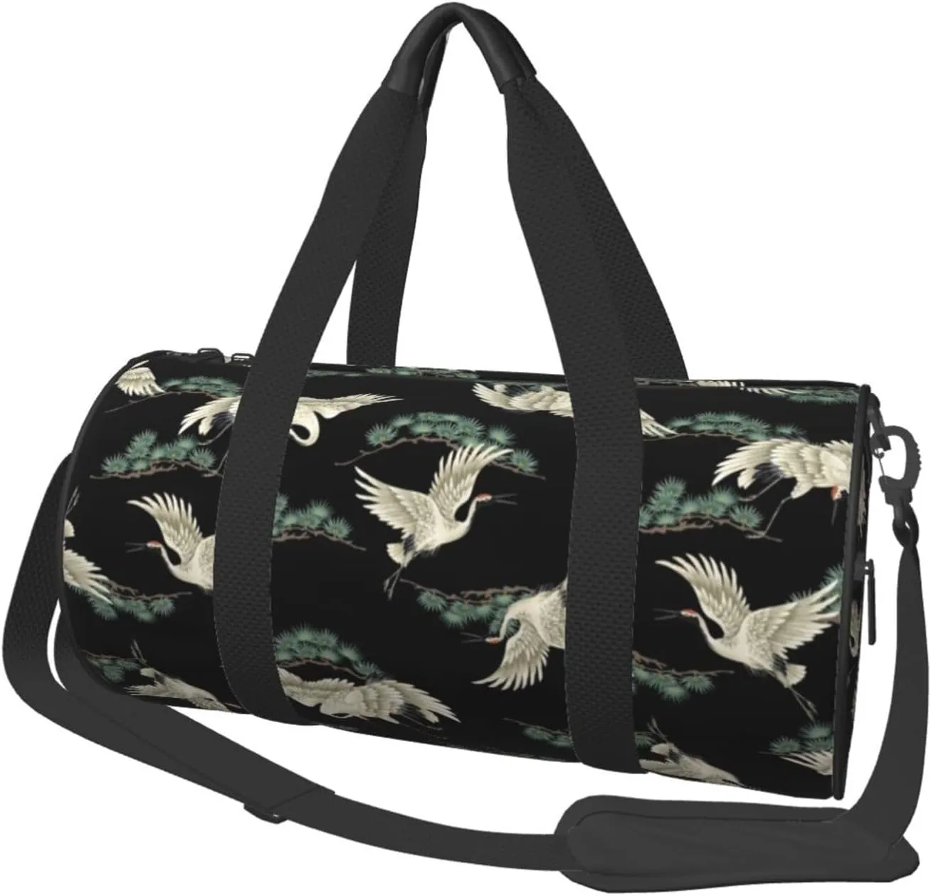 Large Weekender Overnight Bag Fashion Sports Gym Bag Crane Asian Traditional Style Travel Duffel Bag With Adjustable Shoulder Strap