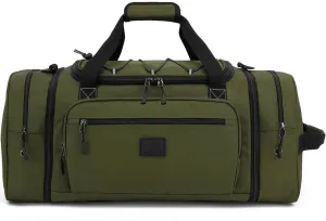 Laripwit Travel Duffle Bag Men with Elastic Mesh Expandable 45-50L Medium Sports Gym Duffel Bag Women with shoulder Strap Multifunctional for Fitness Weekender Overnight Traveling Business Trips Green