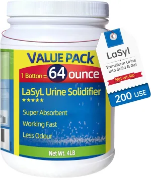 LaSyL Super Absorbent Powder - 50/100/200 use, Solidify & Gel Urine in 1 Min, Deodorizer - Easy to Port Waste Liquid - for Camping Portable Toilet, Urinals, Bedside Commodes, Pet Potty etc