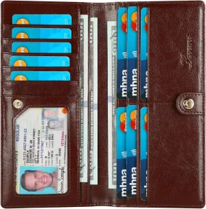 Lavemi Ultra Slim Thin Leather Women Wallet RFID Blocking Credit Card Holder Bifold Long Ladies Billfold