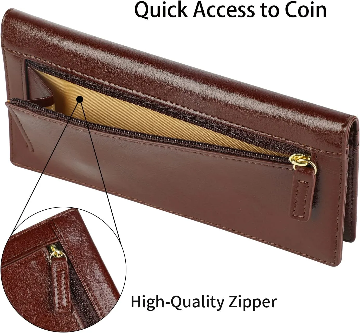 Lavemi Ultra Slim Thin Leather Women Wallet RFID Blocking Credit Card Holder Bifold Long Ladies Billfold
