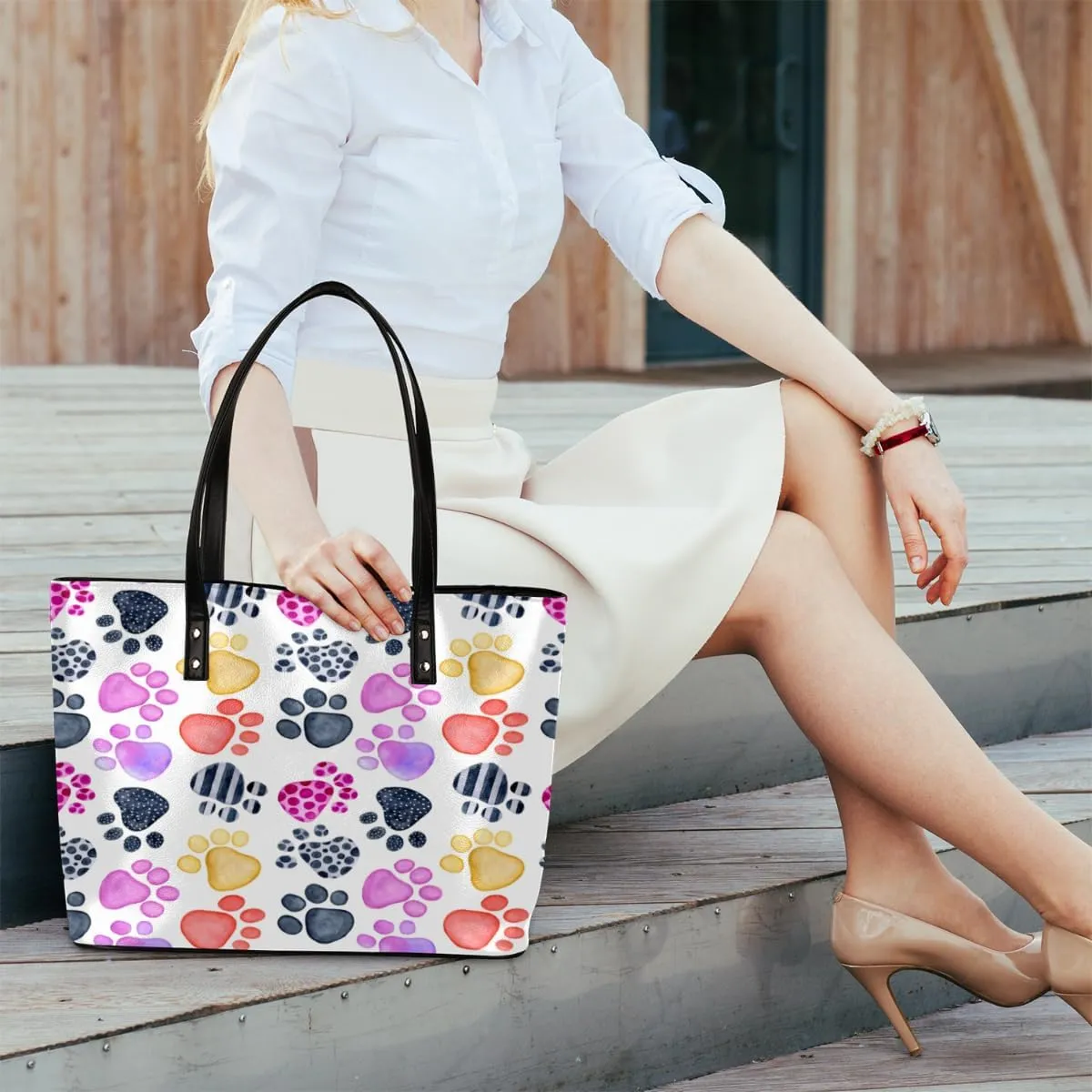 Leather Tote Bag for Women Fashion Shoulder Bag Purses and Handbags Large Capacity Satchel Bags for Work Travel
