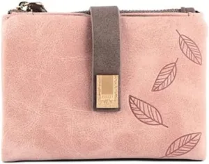 Leather Wallet Pu Leather Women's Wallet Large Capacity Small Purse Clutch for Girls Coin Pocket Birthday Large Capacity (Pink,9.5x11.5cm)